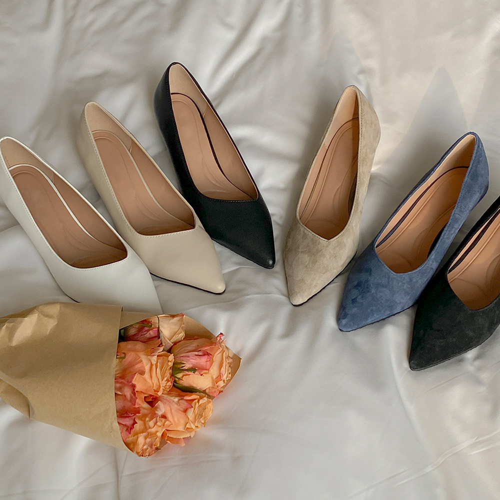 Simple Cowhide&Suede Stiletto Heels
