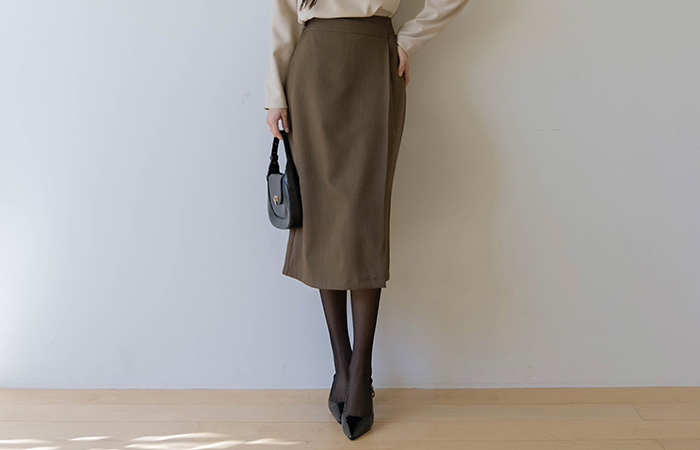 Wrap Style Back Banding Long Skirt