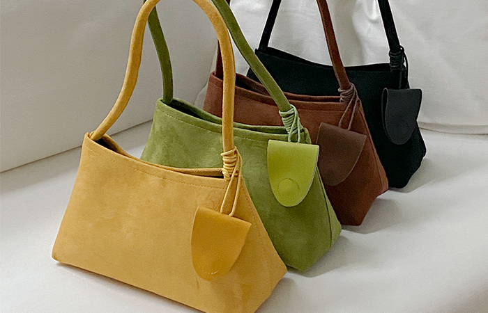 Color Decoration Suede Shoulder Bag
