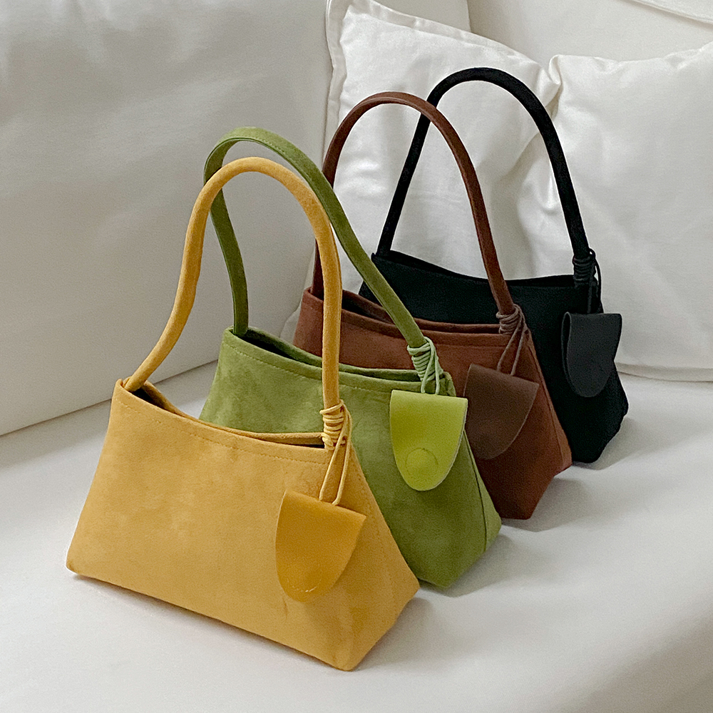 Color Decoration Suede Shoulder Bag