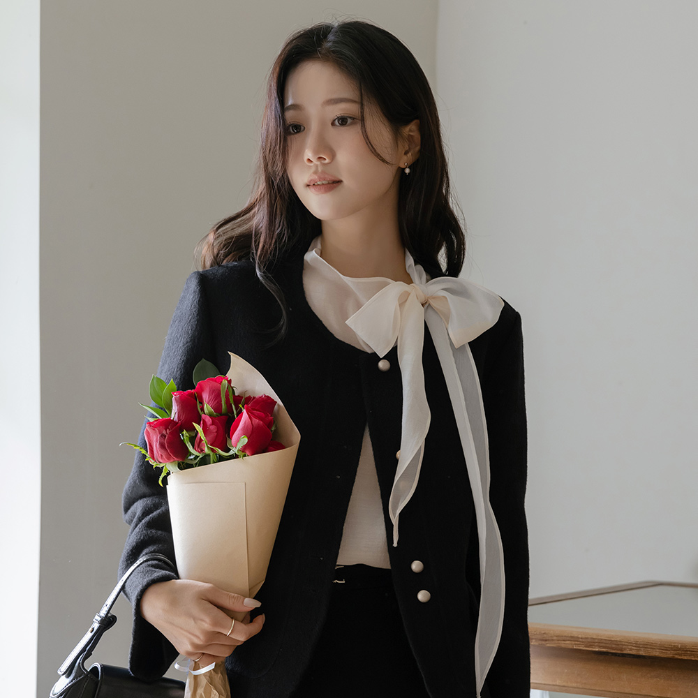 ODE Raund neck Gold Button Wool Hand-Made Jacket