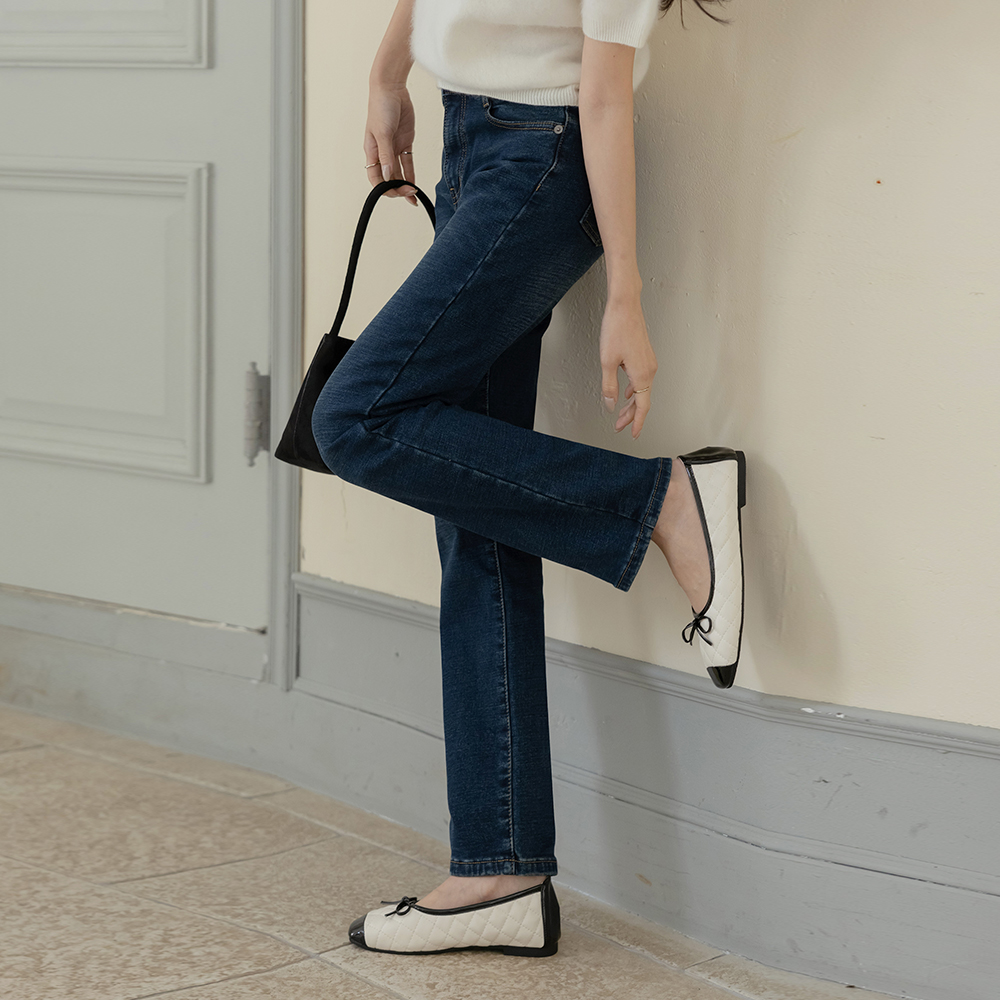 베럴 Banding Slim Fit Fleece Denim Pants