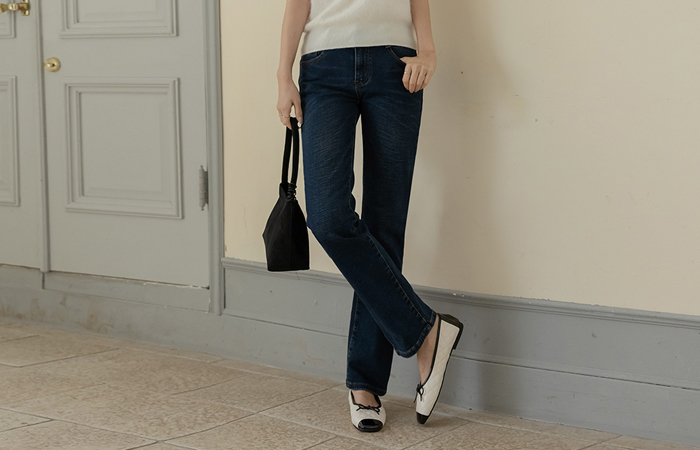 베럴 Banding Slim Fit Fleece Denim Pants