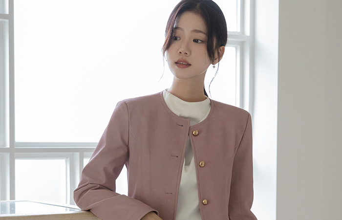 Jane Peplum Matte Leather Set-up Jacket