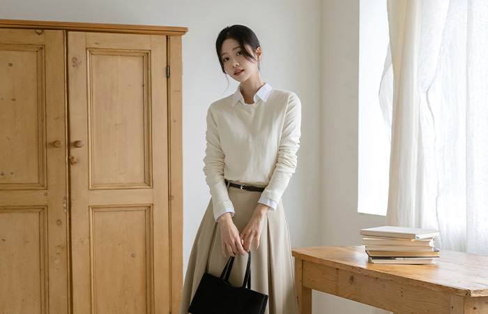 Soft Sleeves Button Cashmere Knit