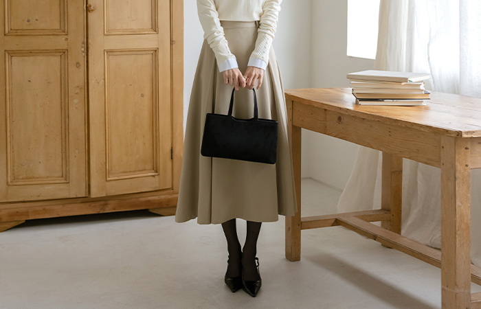 Pintuck A-line Skirt