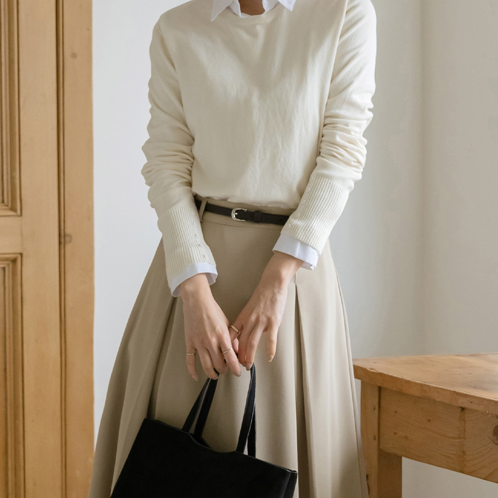 Pintuck A-line Skirt_Belt