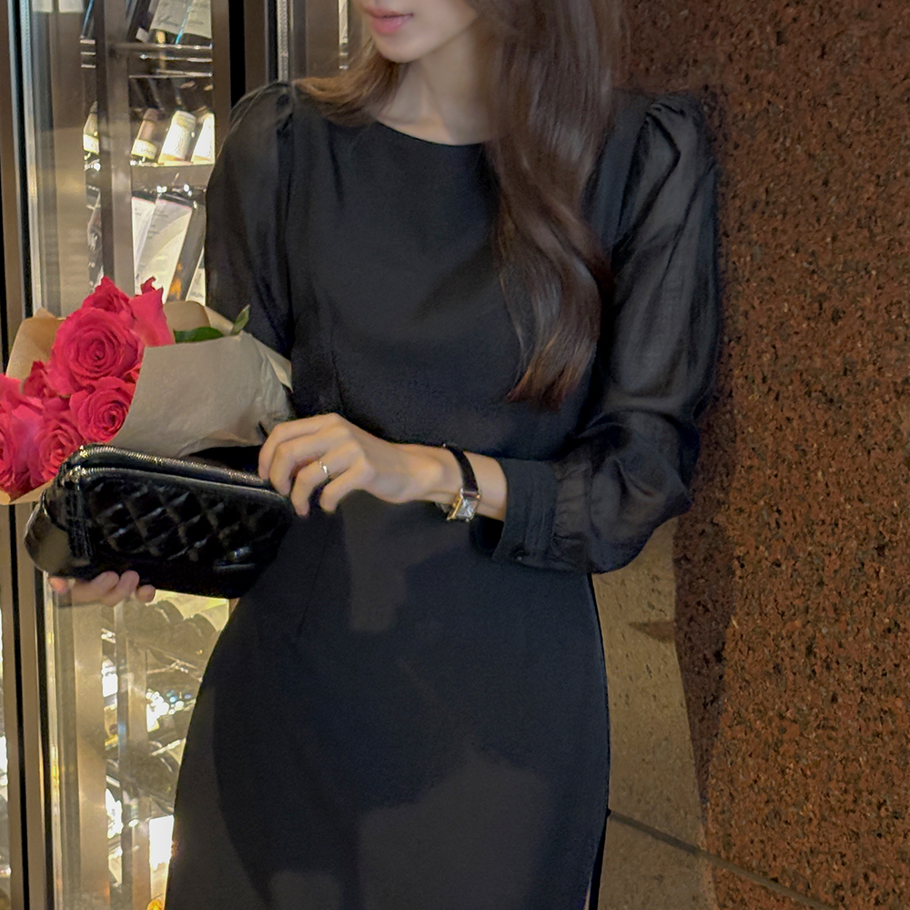 ODE See-through Sleeves H-line Dress (Mini/Longver)