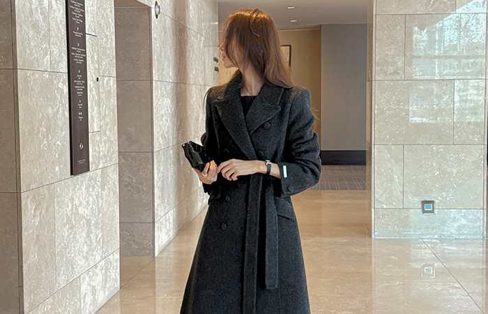 primium A-line Wool Hand-Made Coat(+Belt)