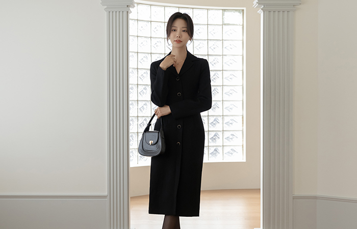 Feminine Polo H-line Tweed Dress