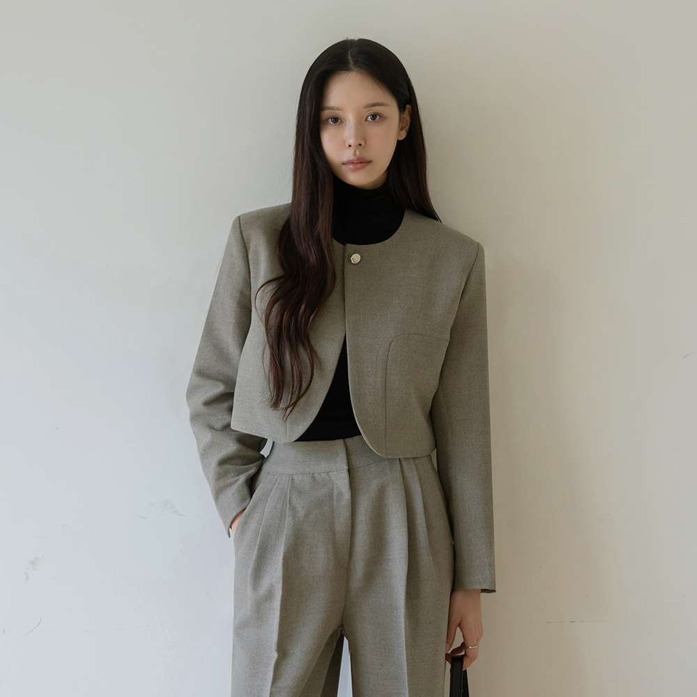 Modern Wool One-Button Crop Set-up Jacket