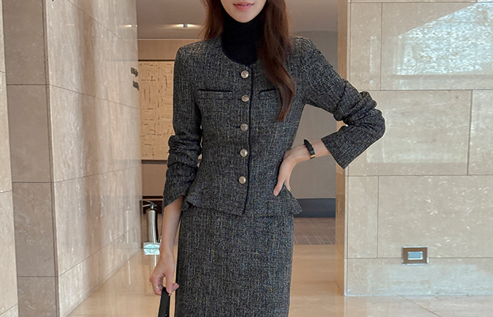 Peplum Tweed Set-up Jacket