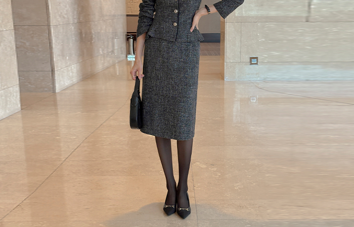 H-line Tweed Set-up Skirt