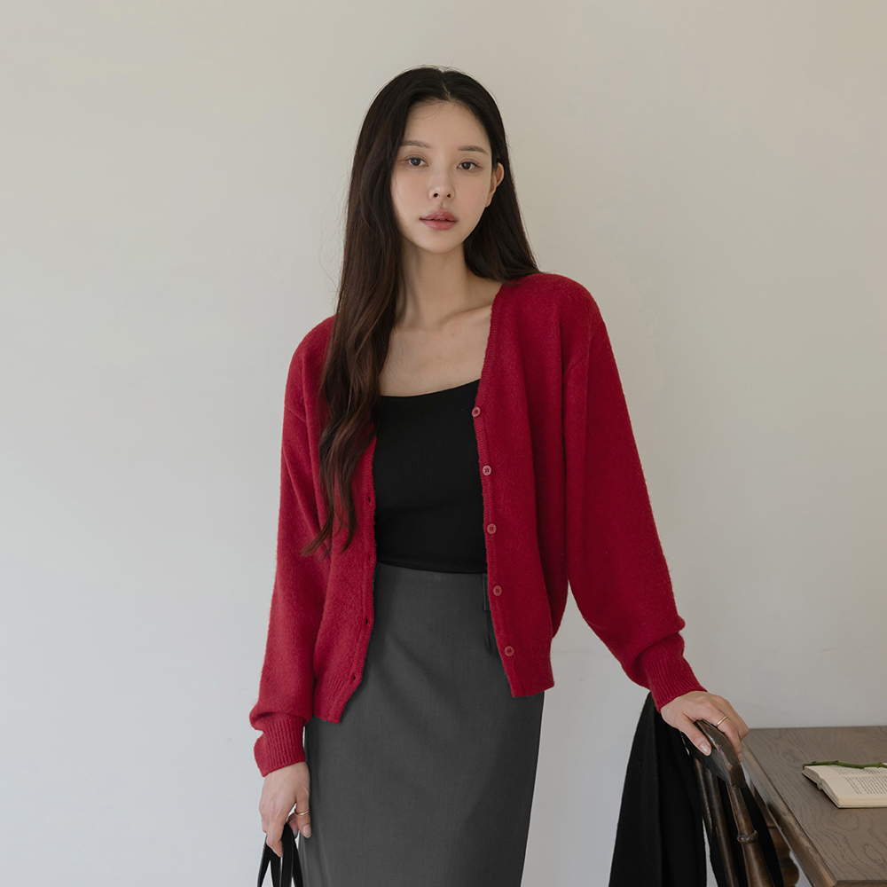 Colorful VNeck Wool Knit Cardigan