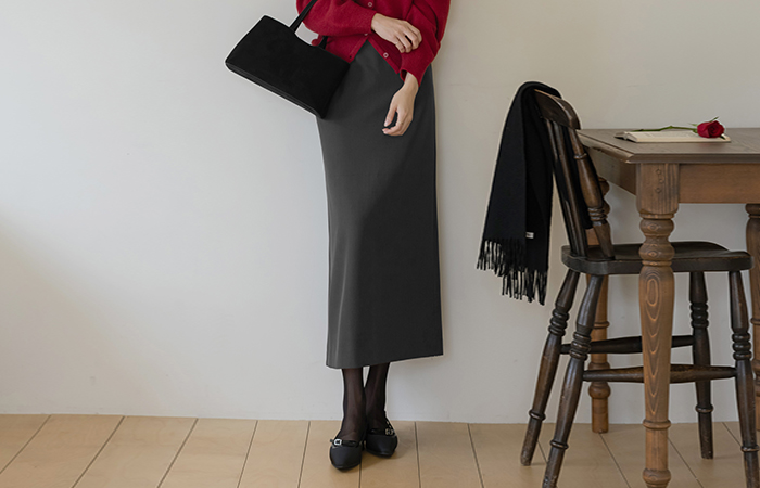 Basic H-line Long Skirt(+Belt)