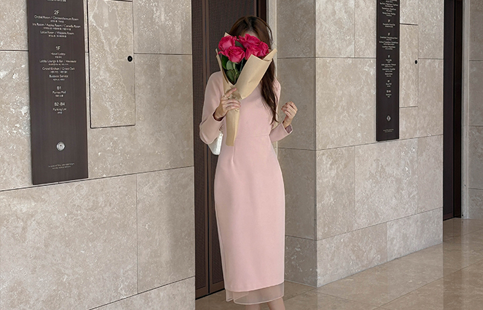 See-through Hems H-line Dress