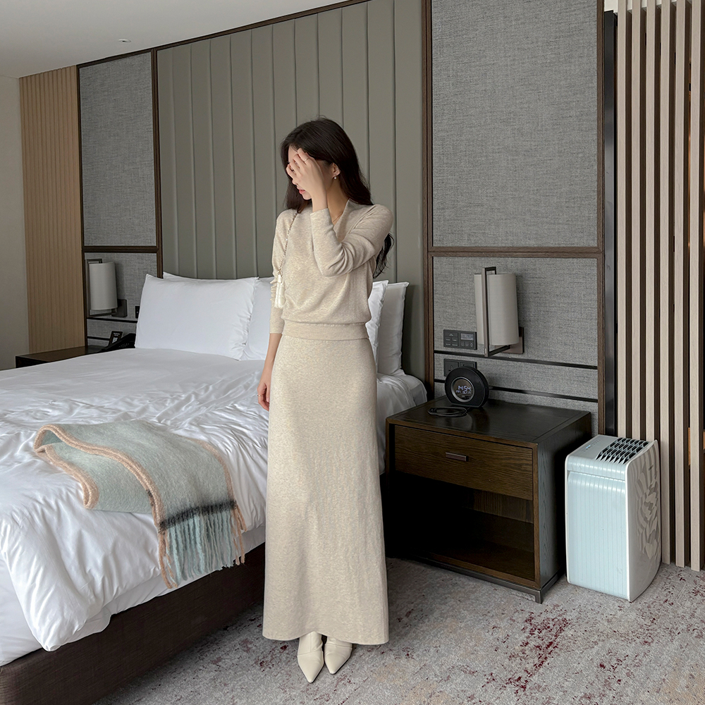 엘레강 Wrap Style Knit&Skirt SET