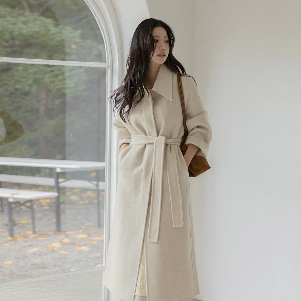 Polo Quilting VestSET Wool Hand-Made Long Coat(+Belt)