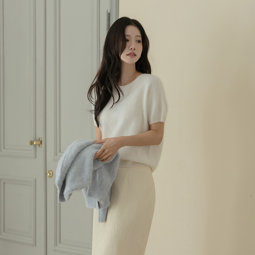 ODE Cashmere&Wool Whole Garment Short-sleeve Knit