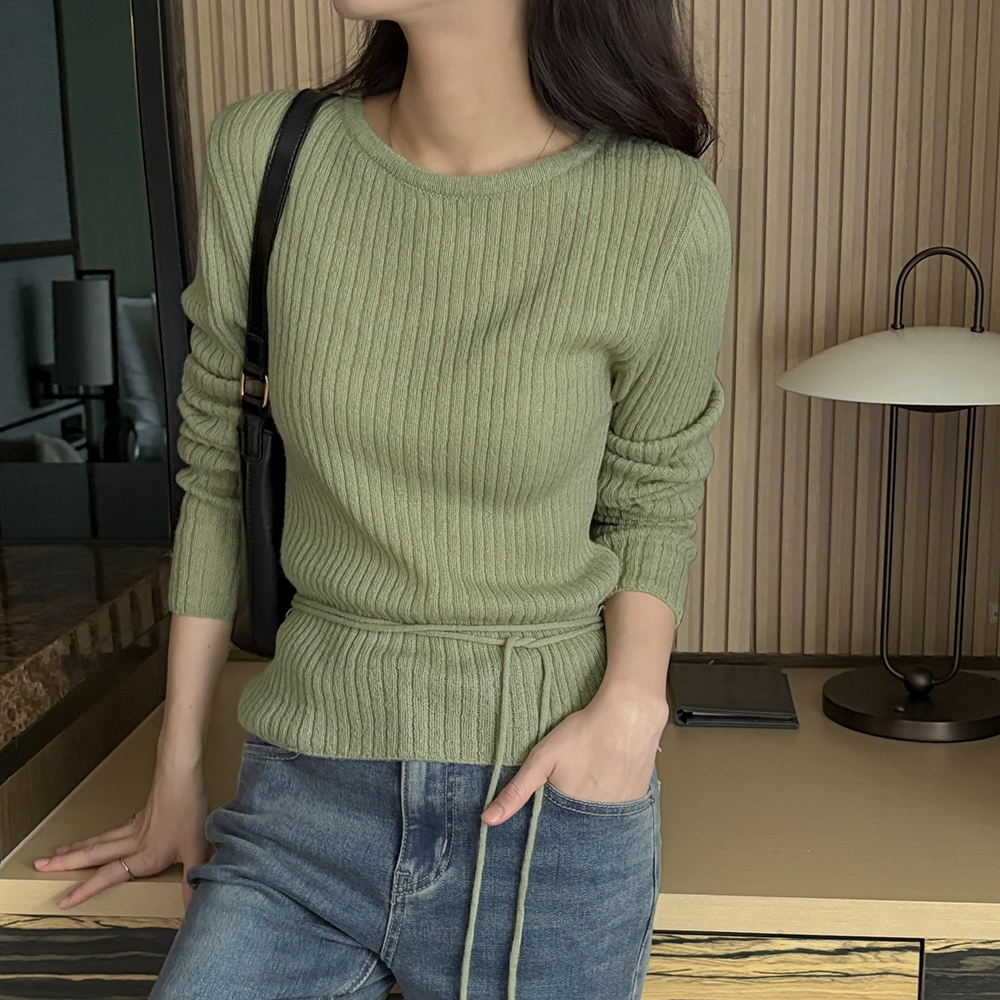Soft Slim Wool&Mohair Corduroy Knit(+Belt)