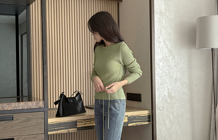 Soft Slim Wool&Mohair Corduroy Knit(+Belt)