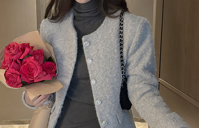 Thick Cozy 2Ounce Quilting Raund neck Jacket