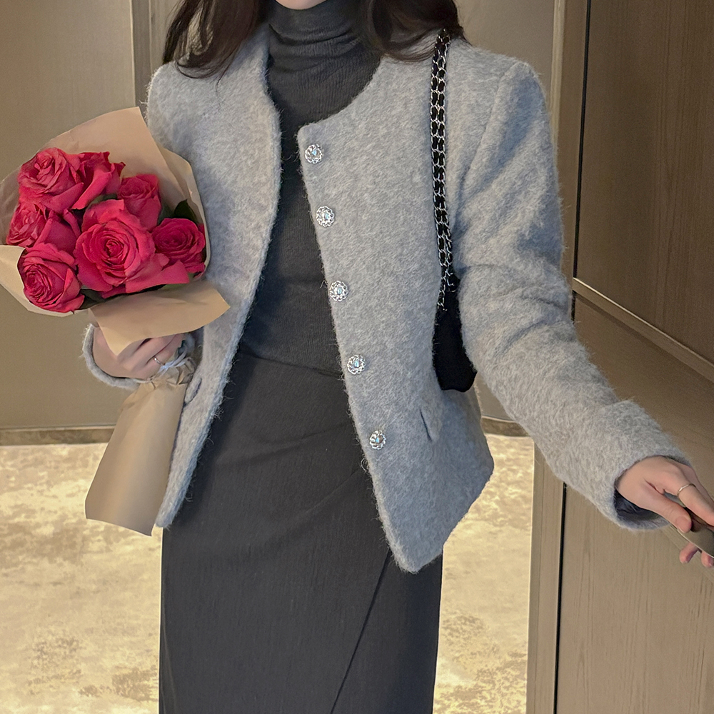 Thick Cozy 2Ounce Quilting Raund neck Jacket