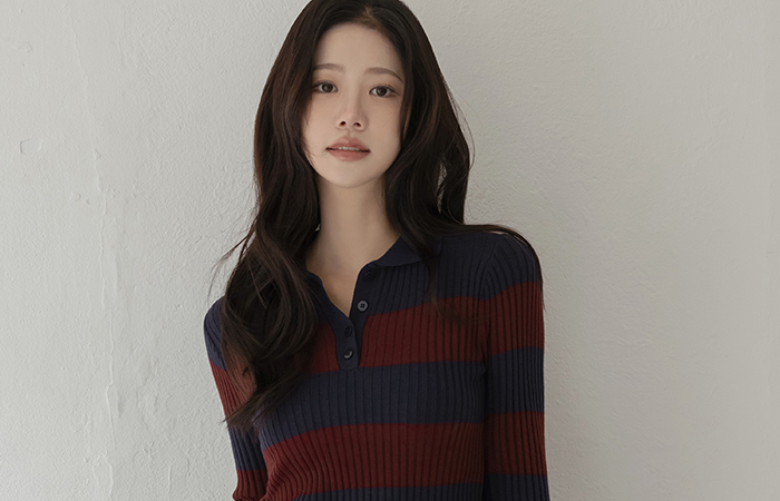 Polo Button Stripe Corduroy Knit