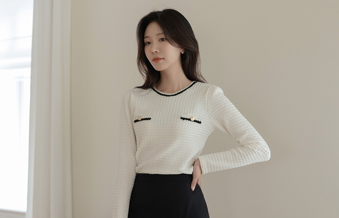 Classic Color Combination Span Blouse