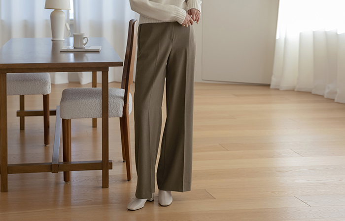 Peach Fleece Semi- wide fit Slacks