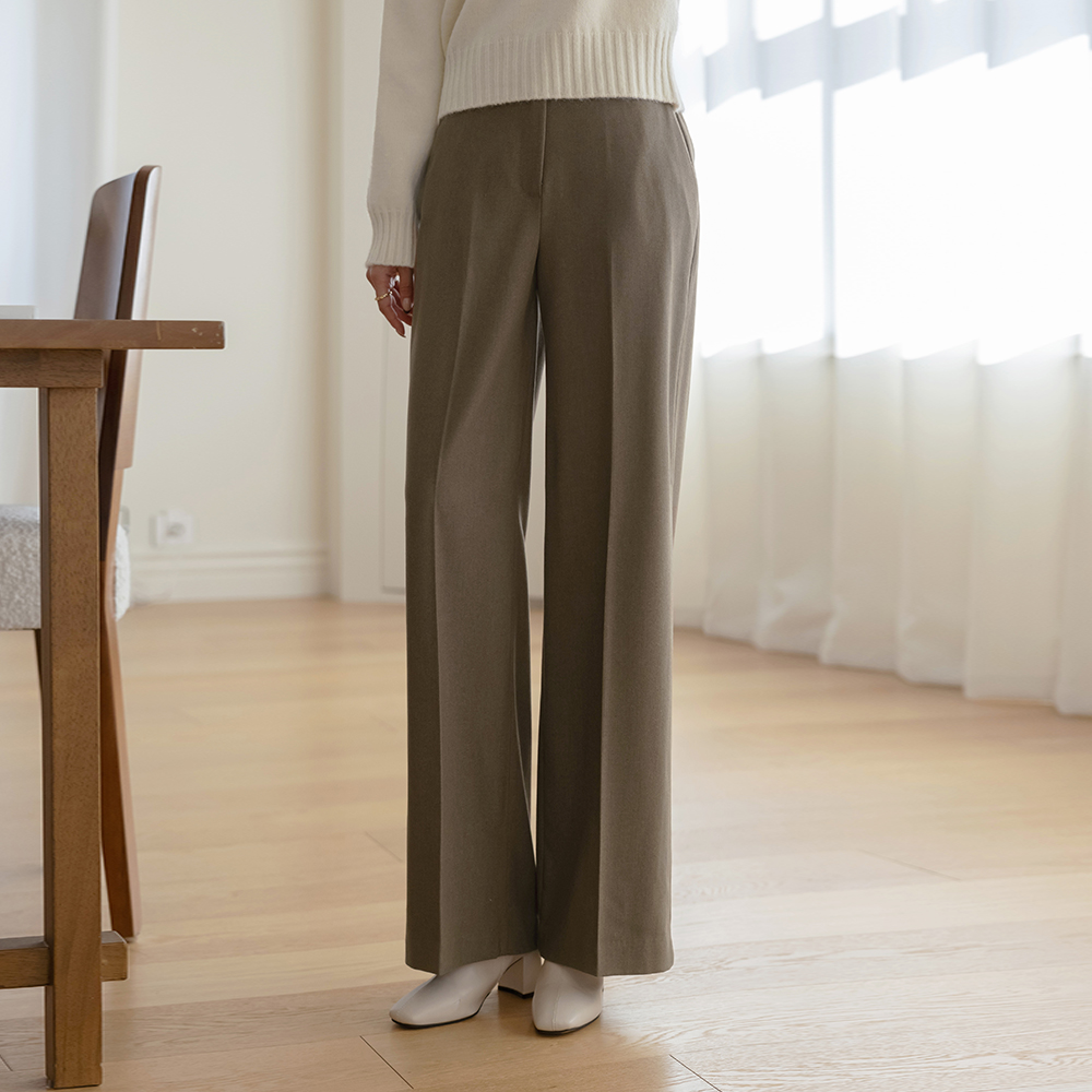 Peach Fleece Semi- wide fit Slacks