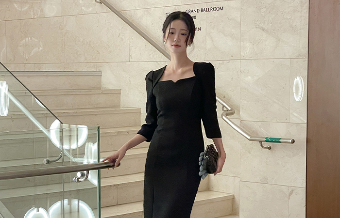 Bolero Style H-line Tweed Dress