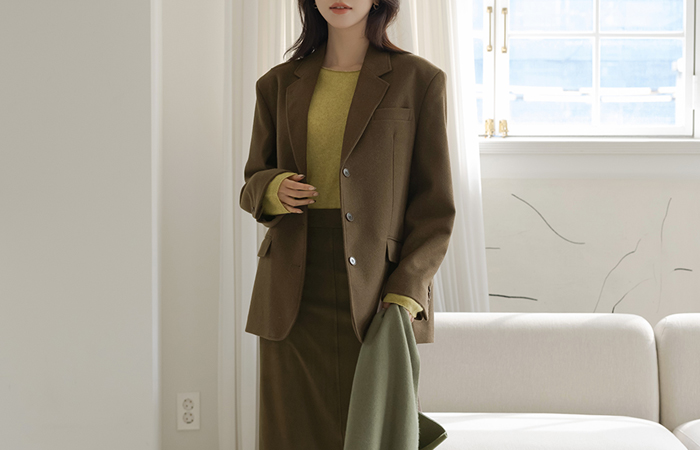 ODE Wool Tailored Collar loose fit Jacket