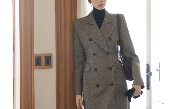 Classic Double-button H-line Long Dress