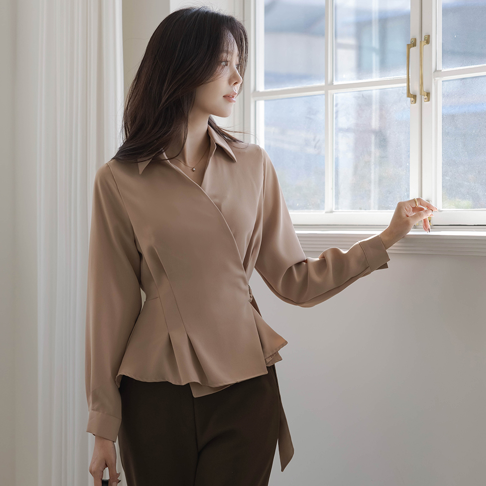 Polo DRing Wrap Belt Blouse