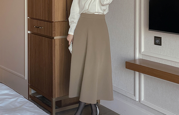 Thick The Back Banding A-line Fleece Long Skirt