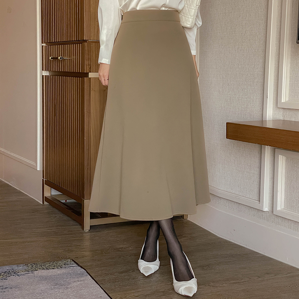Thick The Back Banding A-line Fleece Long Skirt