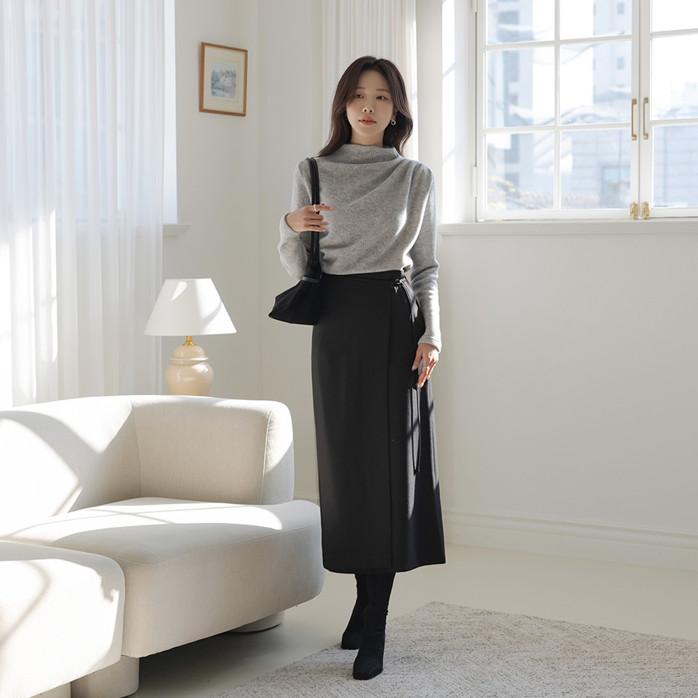 Modern Wrap Belt H-line Skirt
