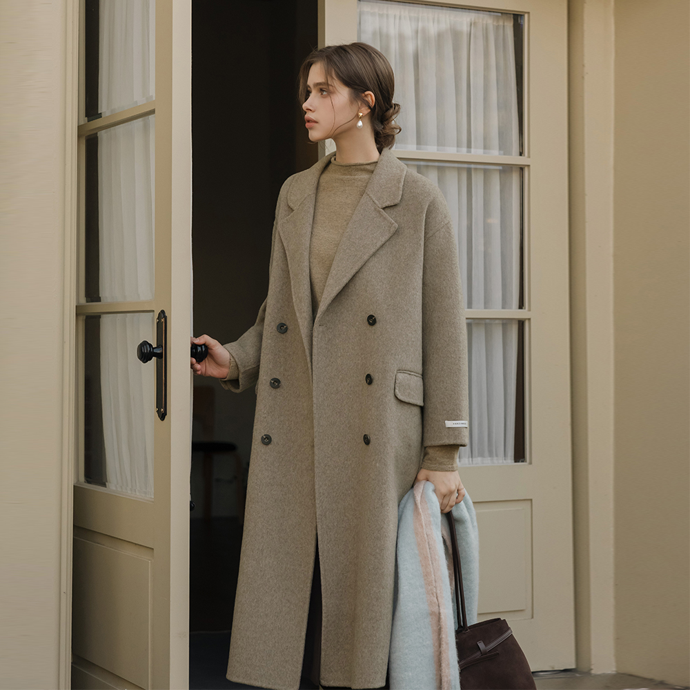 Double-button Wool Hand-Made Long Coat