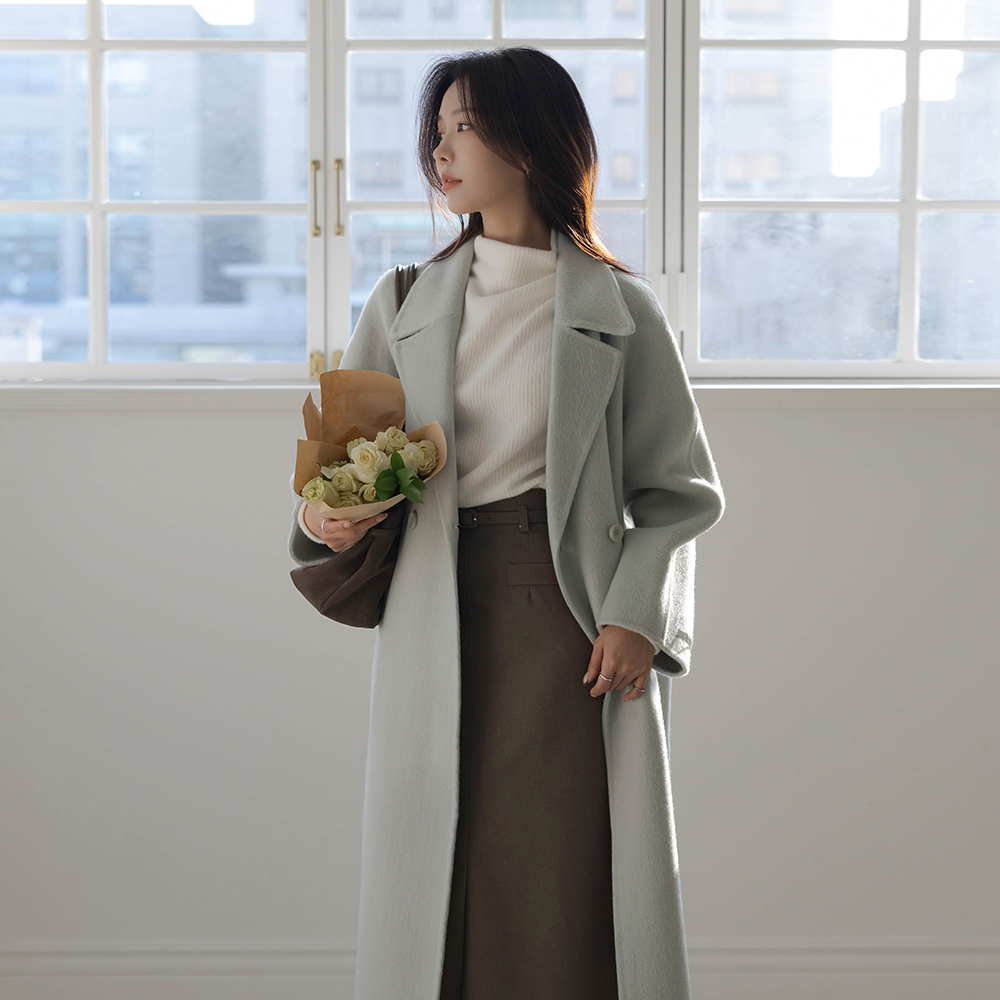Macaron Cashmere&Wool Hand-Made Long Coat(+Belt)