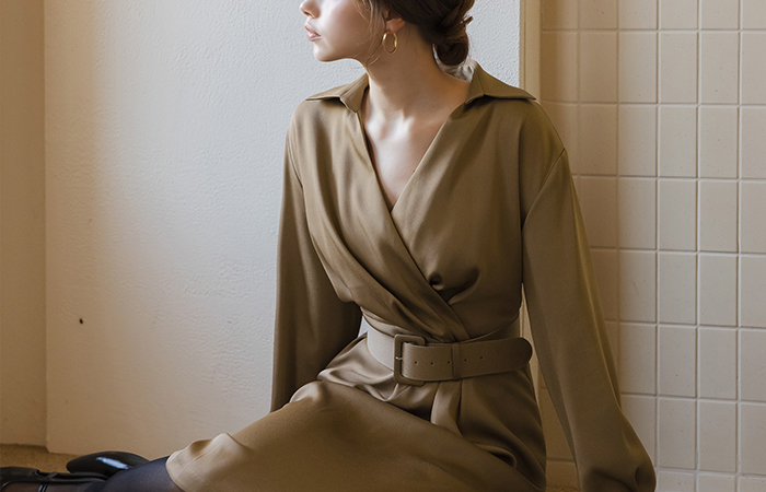 Wrap Style Skily Dress(+Belt)
