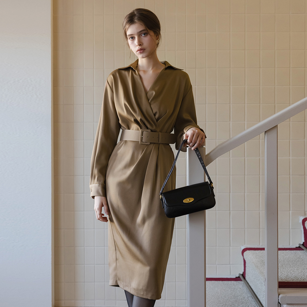 Wrap Style Skily Dress(+Belt)