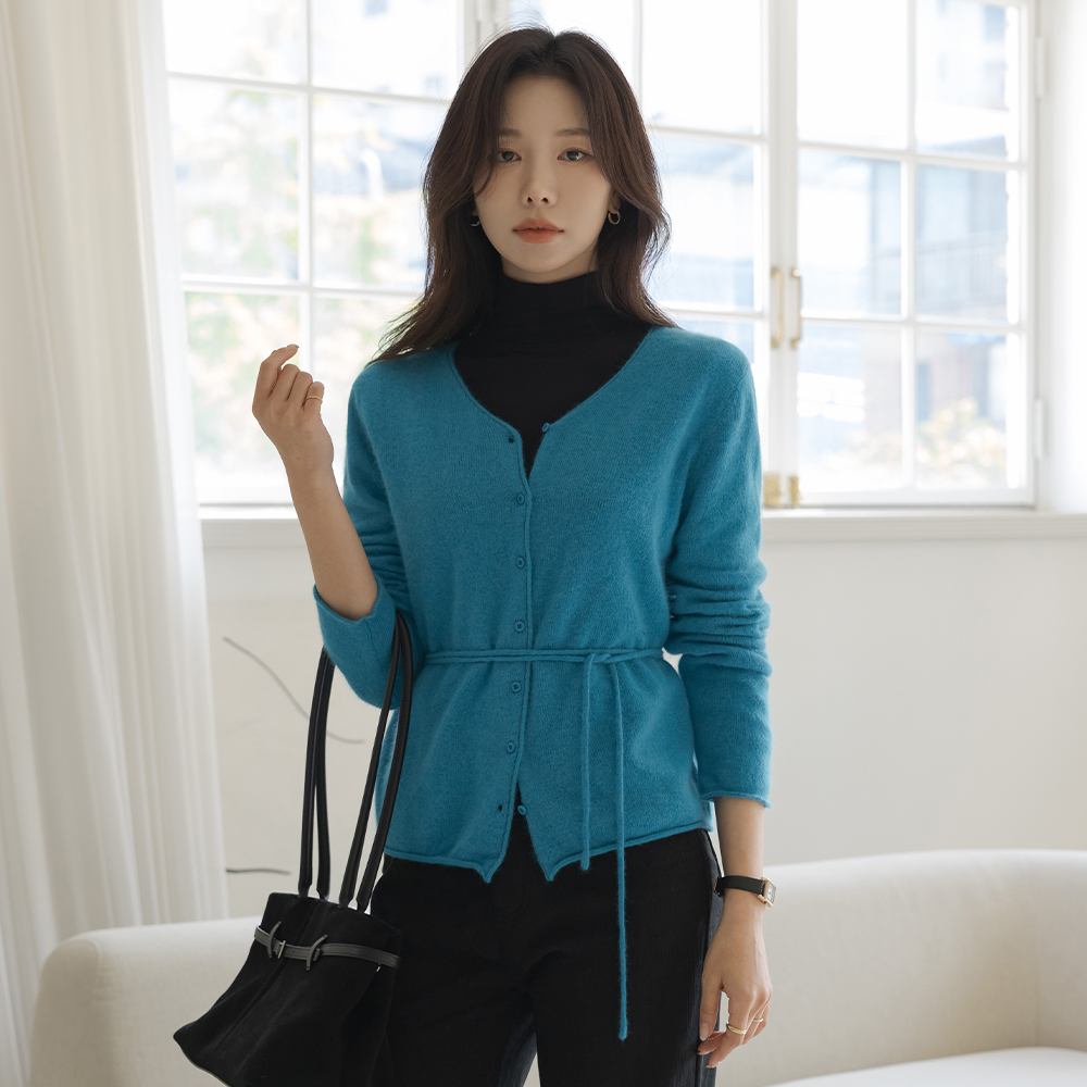 raccoon&Wool Whole Garment Knit Cardigan(+Belt)