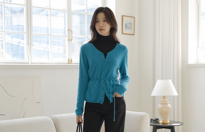 raccoon&Wool Whole Garment Knit Cardigan(+Belt)