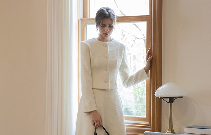 Prague Slim Fit Bouclé Tweed Set-up Jacket