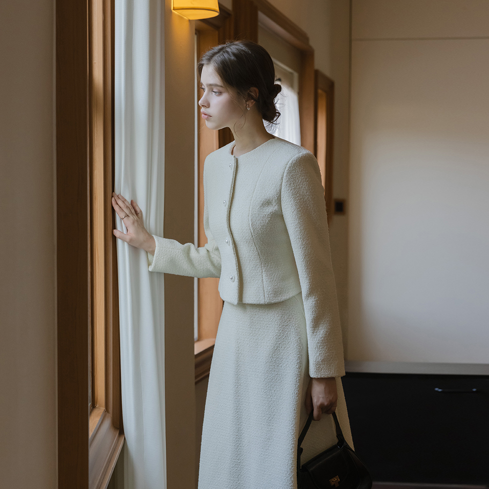 Prague Slim Fit Bouclé Tweed Set-up Jacket