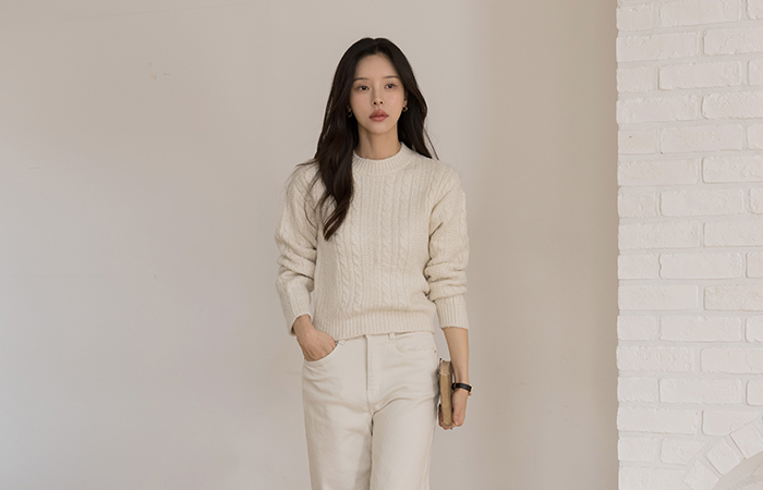 캐롤 컬러픽 Wool Thick Twiddle Knit