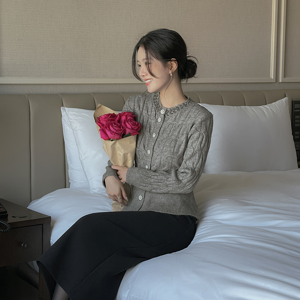 Twinkle Beads Wool Peplum Twiddle Cardigan