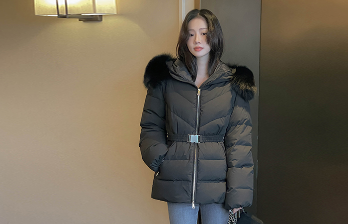 Real Fox fur Duck Down Belt Padding