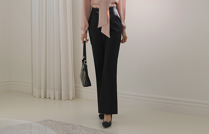 Chain Point Fleece Boot-Cut Slacks